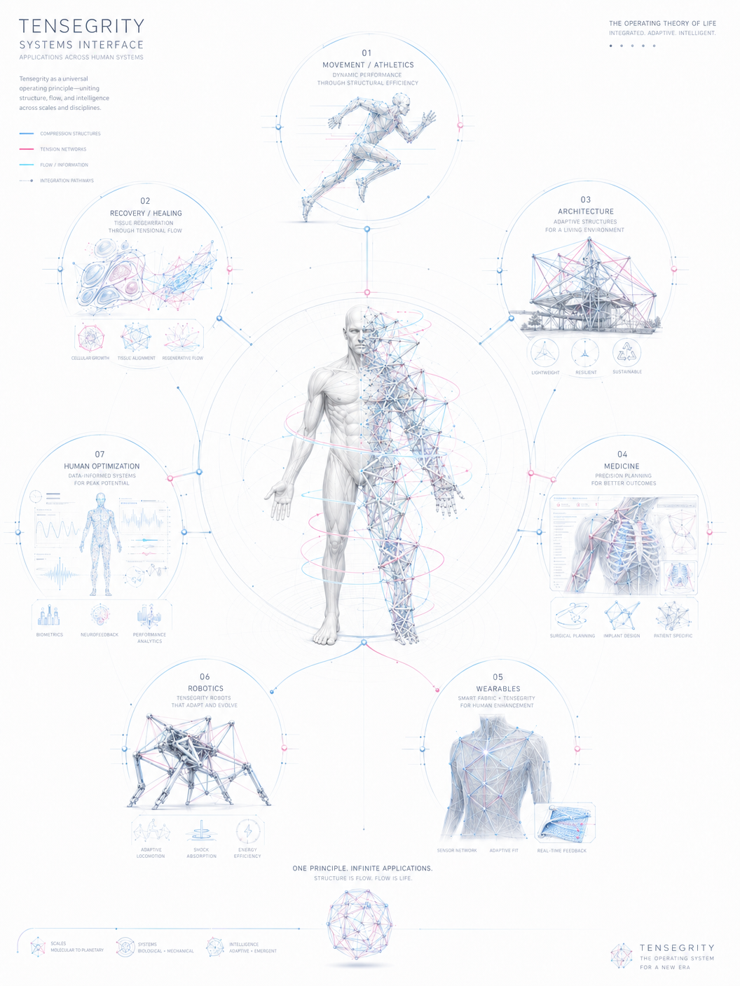 Future applications of tensegrity — surgical planning, soft robotics, tensegrity architecture, and AI modeling